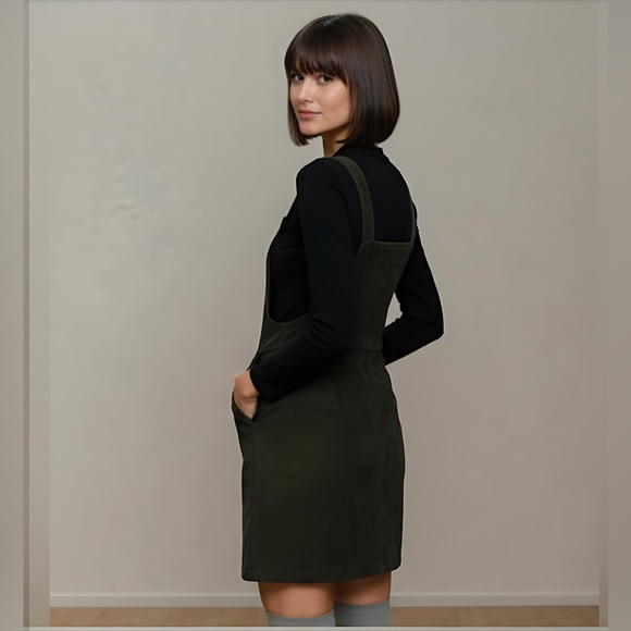 Zip Up Corduroy Overall Dress Green - Picture 2 of 7